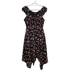 No boundaries butterfly asymmetrical cap sleeve milkmaid‎ dress womens small y2k